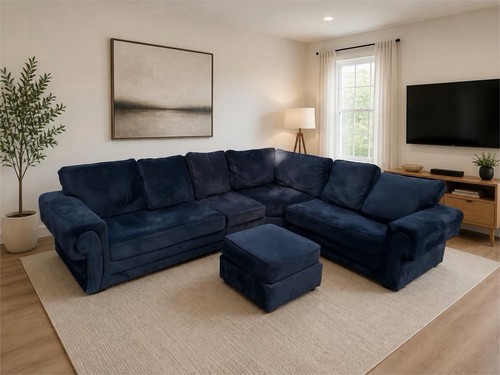 Black velvet corner sofa