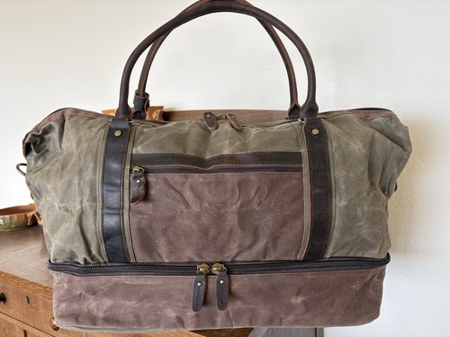 Green wax canvas travel - green, tote