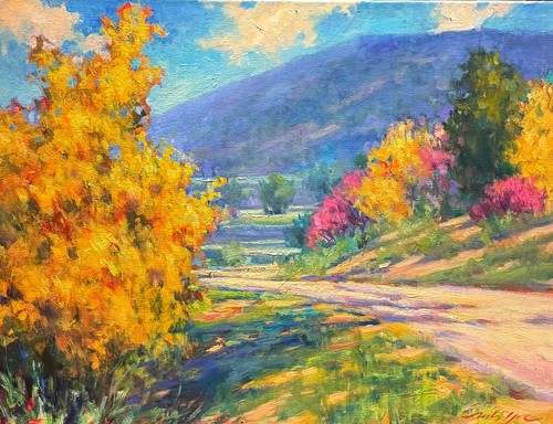 Mimosa trees acrylic - acrylic, painting