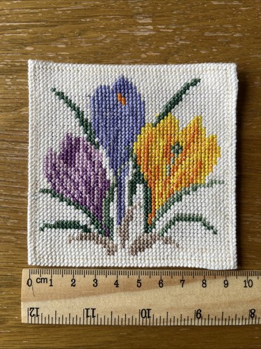 Floral completed cross - floral, stitch