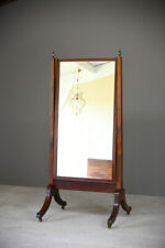 Antique Regency Mahogany Cheval Dressing Bedroom Full Length Floor Standing Mirr