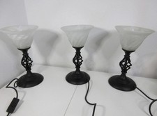 Vintage metal Table Lamps - Pretty Metal Foliage & Frosted Glass