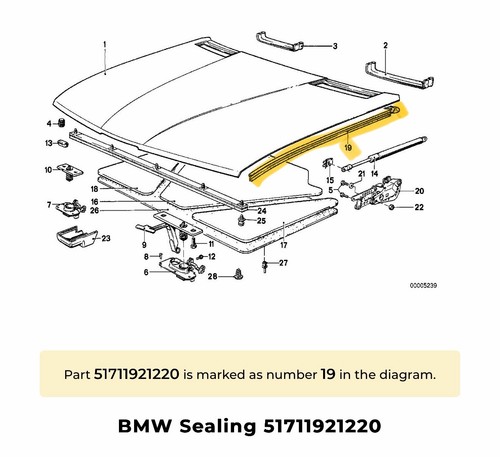 Bmw e28 bonnet rubber - bmw,