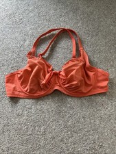 Pour Moi Underwired Bikini Top Coral Racerback Criss-Cross Straps Size 38D