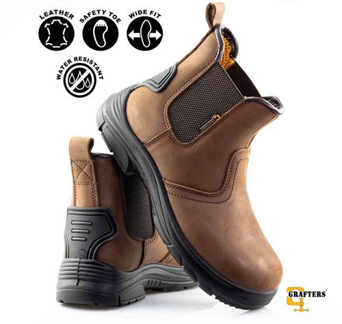 Mens leather safety steel - leather,