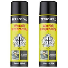 Tetroseal Wax Oil Black Car Body Underseal Shutz Aerosol Sealant Spray 500ml x2