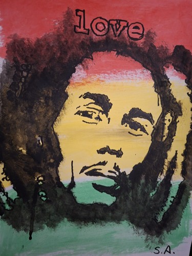 Bob marley acrylic portrait - bob,