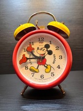 Vintage Walt Disney Mickey Mouse Wind Up Bells Alarm Clock - For Parts Only