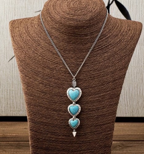 Turquoise blue heart necklace - turquoise,