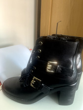 BNWT  Dune London, Black Leather Boots with Detail  Size UK 3. (Slim Fit)