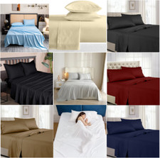 800 TC Egyptian Cotton Bedding Sheet Set Solid Colours Single/Double/King Sizes