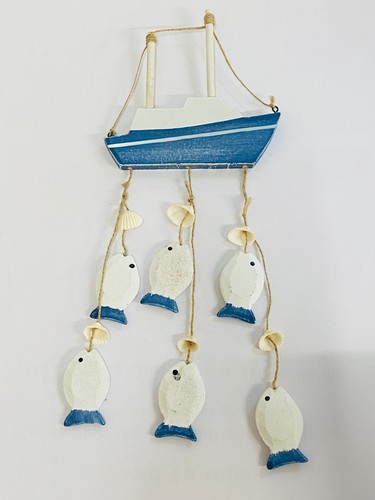 Hanging boat mobile - boat, wooden