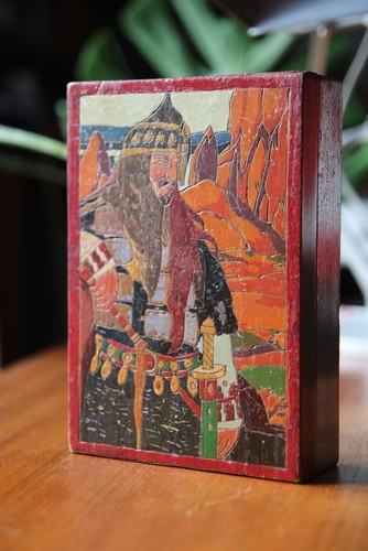 Neo russian painted wooden box - painted,