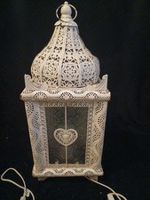 Fully Pierced Moroccan Electric Table Lamp Metal & Glass Large 55cm Vintage Rare