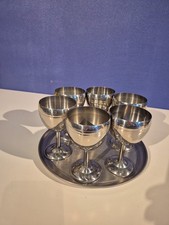 6 Vintage Metal Goblets -