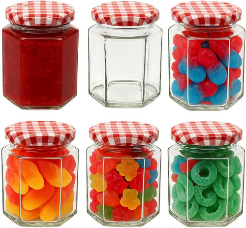 Glass jam jars with - jam,