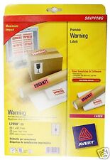 Avery Labels 8 per Sheet L7990 White Warning 25 A4 Sheets 99.1 x 67.7mm Qty 200