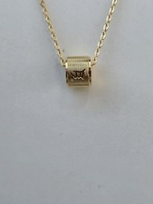 Gold Plated Barrel Necklace  18 Inch Chain No Reserve
