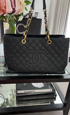 Chanel XL GST Grand Shopper Tote Bag Black Caviar Leather Gold Hardware