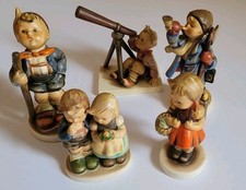 5 Vintage Goebel Hummel Figurines - Stargazer Hiker School Girl Hear Ye repaired