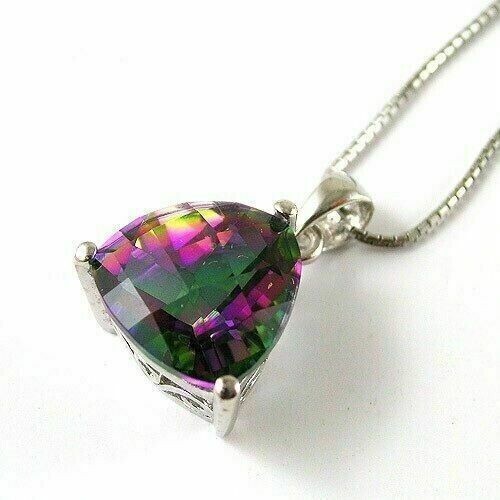 Silver pendant mystic topaz - silver,