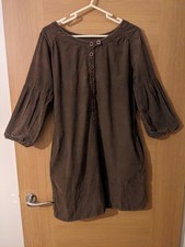 Toast Brown Fine Needle Corduroy Pocket Tunic Artist Smock Style Dress Size 10
