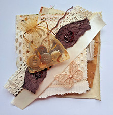 Neutral Fabric Scrap Bundle: Junk Journal Collage Slow Stitch