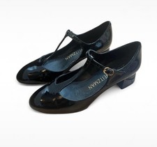 Women’s Black Stuart Weitzman Black Patent Leather Mary Jane T Bar Block Heels