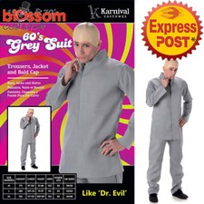 CA246 60s Grey Suit Austin Power Dr Evil Shag Groovy Mens Fancy Dress Up Costume