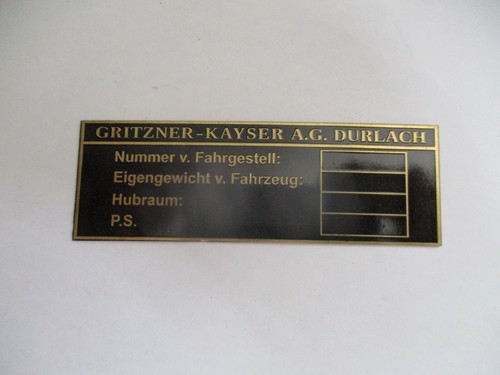 Nameplate sign gritzner - sign, kayser