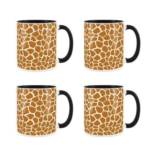 Giraffe print mugs black - giraffe,