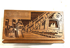 VTG Laser Engraved Walnut Desktop Letter~Napkin Holder Westinghouse Logo Future