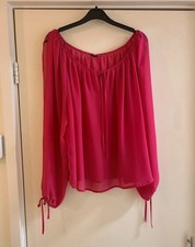 Cerise Pink Top With Split Sleeves Size 14