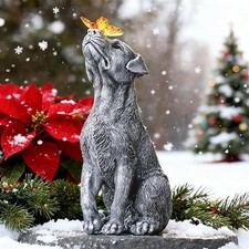 Dog Garden Ornaments With Solar Butterfly - Unique Gifts for Women Mum Men 