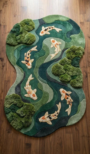 Hand tufted koi - fish, rug