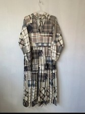 Damson Madder Check Cotton Dress with Neck Tie Detail