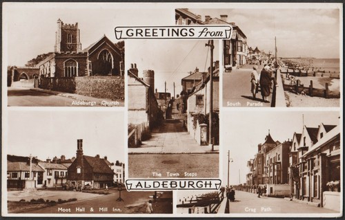 Aldeburgh multi view postcard - multi-view,
