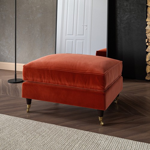 Burnt orange velvet - velvet, footstool