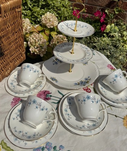 Vintage blue floral tea - vintage, set