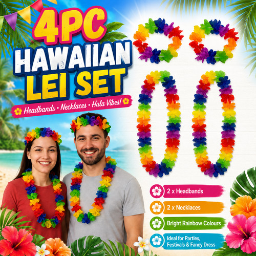 4pc hawaiian flower garland - 4pc,