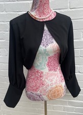New Coast Black Bolero UK 14 Cardigan Top Long Sleeve Cover Up