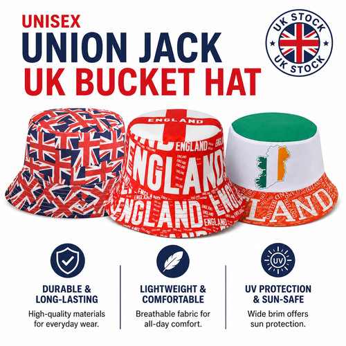 England flag bucket sun hat - flag,