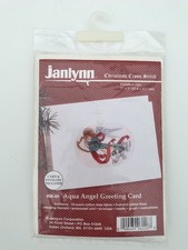 Vintage Jan Lynn Christmas Aqua Angel Cross Stitch Greeting Card Envelope