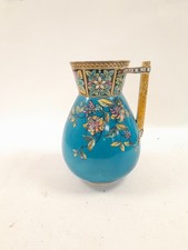 Unique Floral Border Chinese Style Ceramic Vintage Ornate Vase 11.7" Tall
