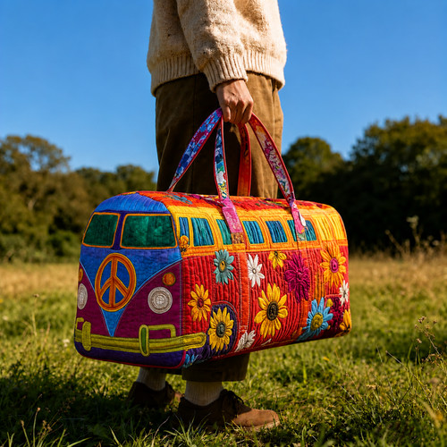 Quilted hippie camper van - quilted,