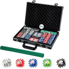 COSTWAY Texas Holdem Poker Chip Set Casino Poker Chips w/400 Pieces Chips-Black