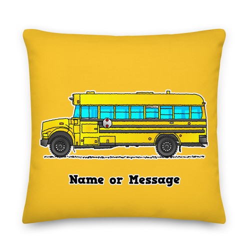 School bus pillow - school, american