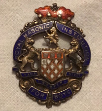 1920 Royal Masonic Institute for Boys Medal/Fob Sterl. Silver & Enamel, C Weeden