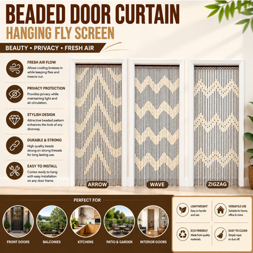 Wooden bamboo beaded - beaded, door