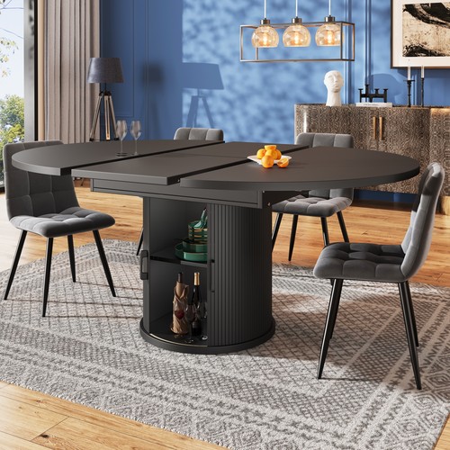 Extendable round dining table - round,